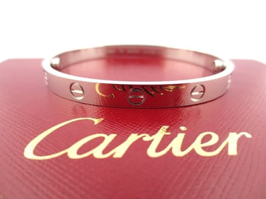CARTIER LOVE BANGLE BRACELET 18K WHITE GOLD BOX & COA Designer: Cartier Collection: Love Style: