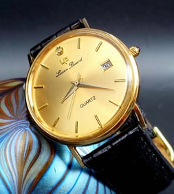 LUCIEN PICCARD 14K SOLID GOLD SWISS QUARTZ MEN'S WATCH w/ BOX An Outstanding Ultra Thin Men's 14K