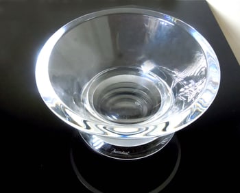 SIGNED CONICAL TAPERED BACCARAT FRANCE CRYSTAL BOWL A Superb Vintage Modern Triple Signed Conical