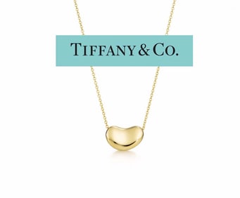 TIFFANY 18K GOLD ELSA PERETTI 10mm. BEAN PENDANT NECKLACE An outstanding Authentic Tiffany & Co.