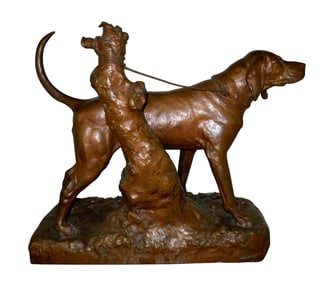 AUGUSTE NICOLAS CAIN 19C FRENCH BRONZE DOG SCULPTURE DETAILS: - ARTIST: Auguste Nicolas Cain -