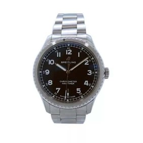 MENS STAINLESS BREITLING NAVITIMER 8 AUTOMATIC A17314 BLACK SILVER WATCH The Breitling Men's