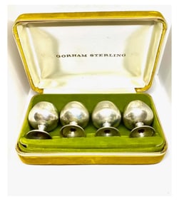 4 VINTAGE GORHAM MINI CORDIAL CHALICE GOBLET SHOT CUP STERLING SILVER 955 (2 Sets) Two (2) sets