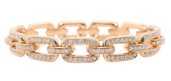 18K GOLD 3CT DIAMOND BRACELET RALPH LAUREN 'THE CHUNKY CHAIN COLLECTION' 29 Gr w/ BOX & TAGS Rare