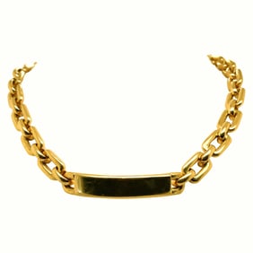 18K GOLD ID CHOKER NECKLACE, RALPH LAUREN 'THE CHUNKY CHAIN COLLECTION' 78.6 GRAMS w BOX Rare