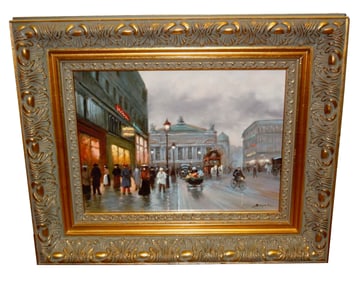 ANDRE BOYER PLACE DE LA MADELEINE OIL PAINTING PARISIEN Andre Boyer French, 1909-1981 Place de
