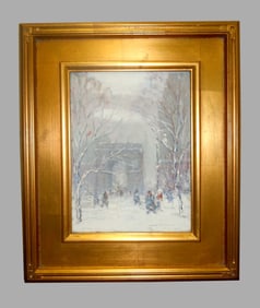 JOHANN BERTHELSEN WASHINGTON SQUARE PARK OIL PAINTING Johann Berthelsen Washington Square Park