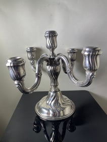 AUSTRIAN 800 (CONTINENTAL) SILVER ART NOUVEAU 5 LIGHT CENTERPIECE CANDELABRA, Weighted Fine form