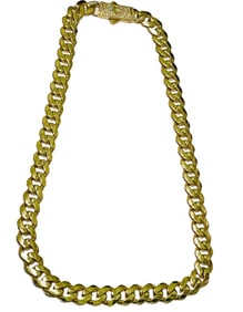 14K GOLD CZ DIAMOND INSIGNIA CLASP CUBAN CURB LINK NECKLACE 20in, 11mm. A Stunning Hollow 14K