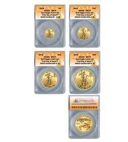 RARE 2018 ANACS MS70 GOLD EAGLE 4 COIN SET FIRST DAY ISSUE AMAZING COMPLETE SET, 2018 ANACS MS70