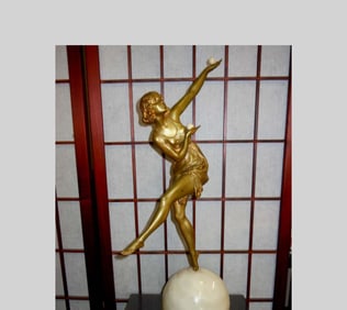 MARCEL ANDRE BOURAINE FRENCH BRONZE ONYX CHRYSELEPHANTINE THE JUGGLER 1925 Marcel Andre Bouraine
