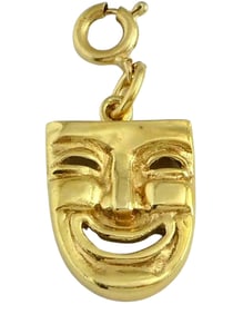 Fine 18K GOLD COMEDY THEATER FACE MASK PENDANT CHARM Stunning 18Kt Gold Comedy Theater Face Mask