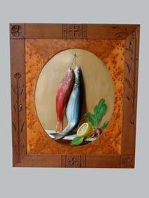 ORESTE COSTA 1873 OIL PAINTING STILL LIFE FISH, ITALIAN DETAILS: - ARTIST: Oreste Costa -