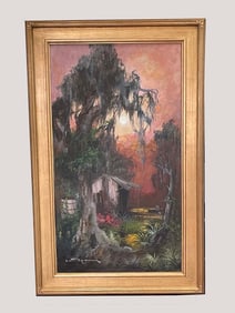 COLETTE POPE HELDNER SWAMP IDYLL OIL PAINTING (LOUISIANA BAYOU COUNTRY) Colette Pope Heldner