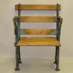 BABE RUTH ERA CAST IRON WOOD YANKEE STADIUM SEAT CHAIR with the original cast iron and wooden