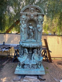 MASSIVE 9.5FT NEOCLASSICAL BRONZE WATER FOUNTAIN CHERUBS, LIONS, ANGEL, FEMALES Massive High