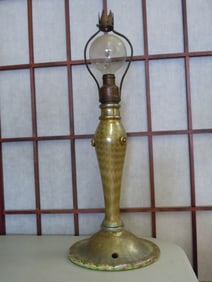 TIFFANY STUDIOS ARABIAN DESK BOUDOIR LAMP FAVRILE GLASS The base has vertical bands of gold/green