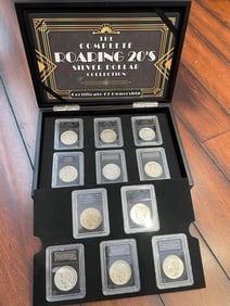 ROARING 20'S PEACE DOLLAR COLLECTION, COIN SILVER, BRADFORD EXCHANGE 11 Coins in all, in