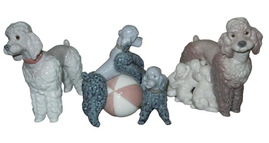 LLADRO 1257, 1258,1259 POODLES BEACHBALL NURSING DOGS Lladro 1257, 1258,1259 Poodles Playing With
