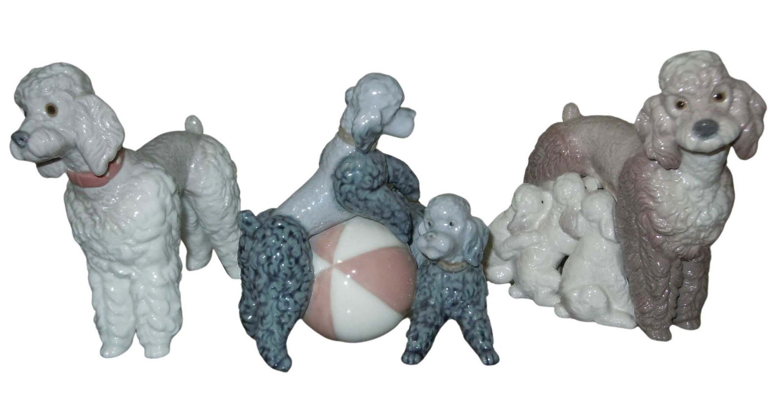 LLADRO 1257, 1258,1259 POODLES BEACHBALL NURSING DOGS    Lladro 1257, 1258,1259 Poodles Playing With (1 of 14)