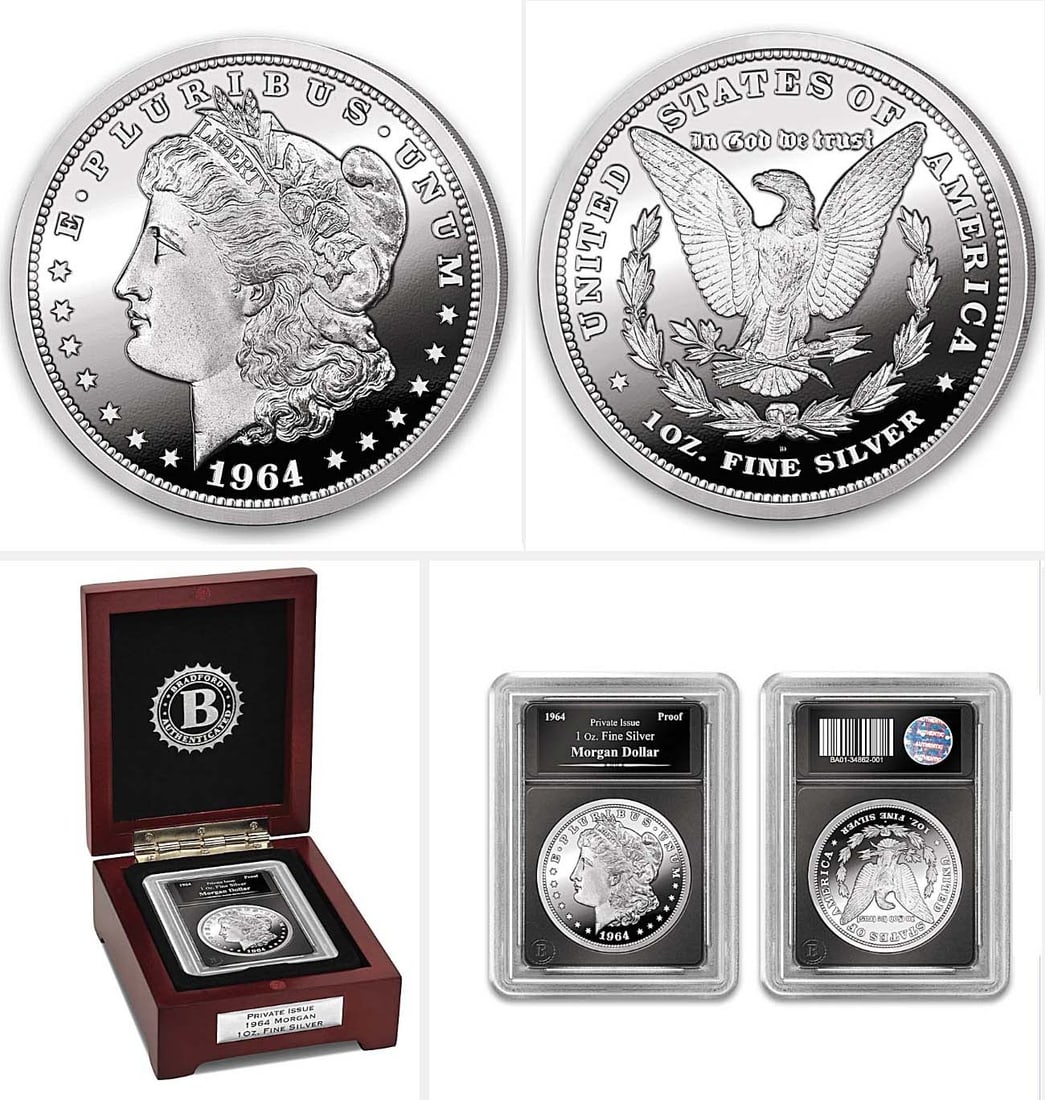 1964 PEACE SILVER DOLLAR 1 OZ. 99.9% PROOF COIN    Privately issued 1 oz. 99.9% silver Proof coin (1 of 1)