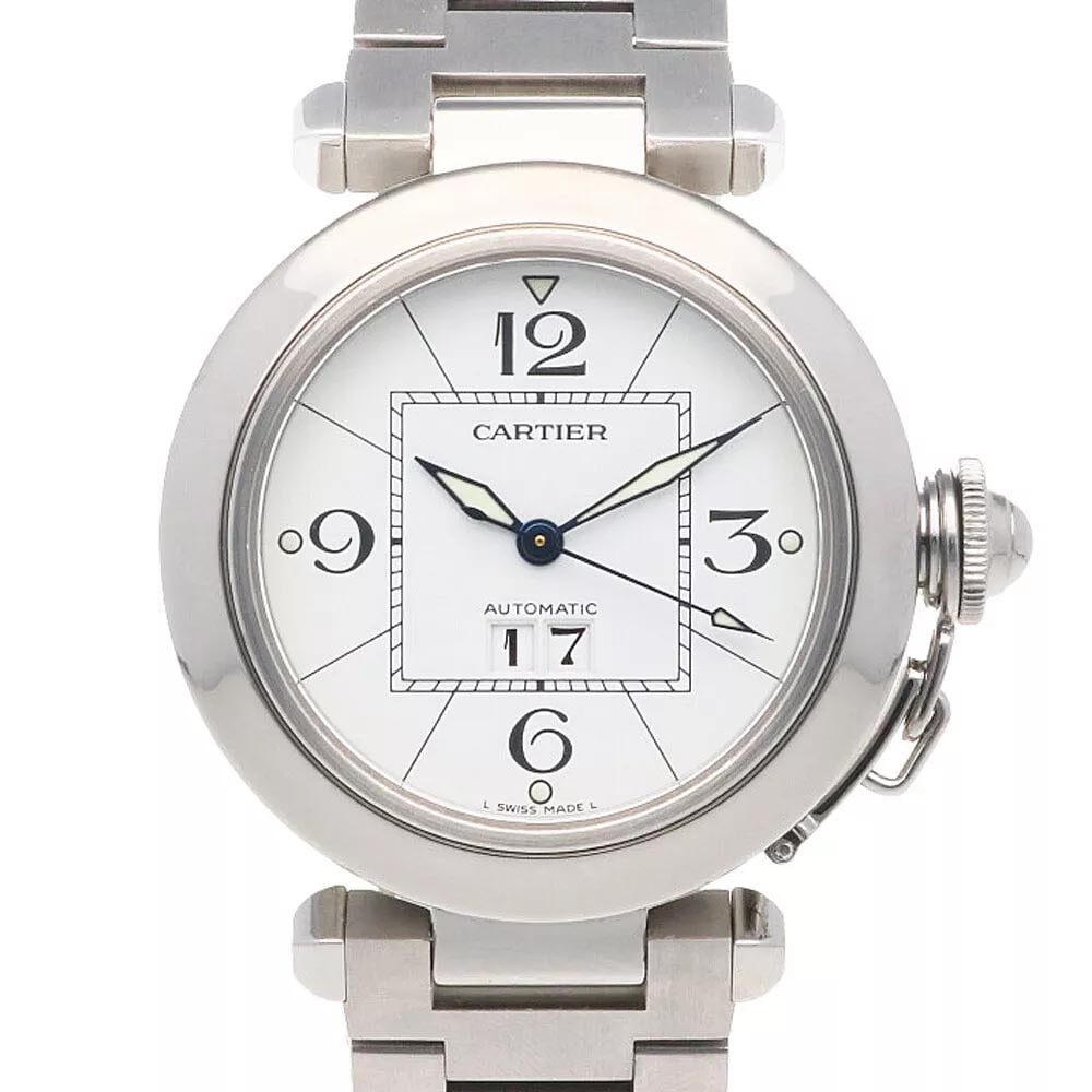 CARTIER PASHA 2475 BIG DATE AUTOMATIC WHITE DIAL WATCH   In stainless steel with a Swiss automatic (1 of 9)