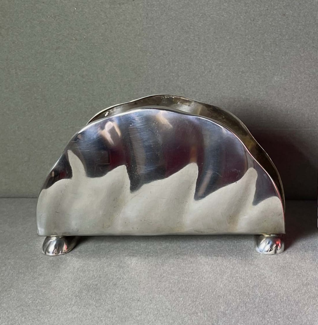 Circa 1900 CONTINENTAL SILVER NAPKIN HOLDER CROWN 800 WHEAT SHEAF MARKS, Unknown maker   Featuring a (1 of 6)