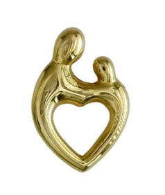 10K GOLD MODERN MOTHER & CHILD PENDANT BY JANEL RUSSELL    Marked, ''10K Mother & Child Pendant by