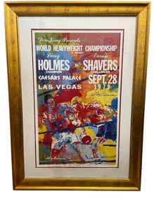 LARRY HOLMES SIGNED FIGHT POSTER 18X29 LEROY NEIMAN, EARNIE SHAVERS, AUTOGRAPH    ''Larry Holmes Vs.
