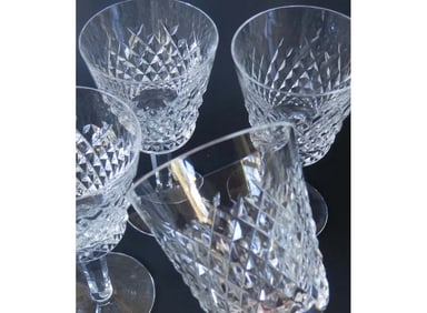 WATERFORD CRYSTAL ALANA CLARET WHITE WINE GLASSES OLD SCRIPT MARK 6in.    Waterford Crystal Alana