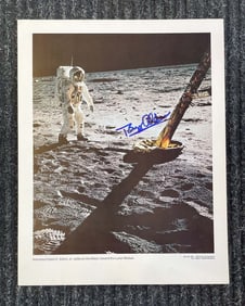 SIGNED BUZZ ALDRIN WALK ON THE MOON LUNAR MODULE NASA PHOTO AUTOGRAPH    This Buzz Aldrin walk on