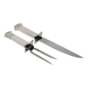 SWID POWELL ROBERT VENTURI REED BARTON CARVING KNIFE FORK SET, SILVER PLATED, 1980S