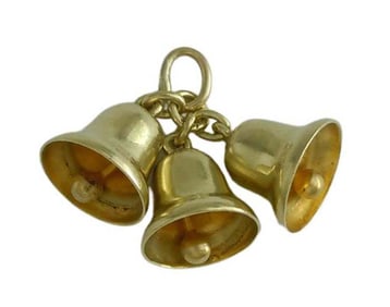 14K YELLOW GOLD 3 THREE BELLS PENDANT CHARM 14KT    Marked, ''14K'' which would make a great gift or