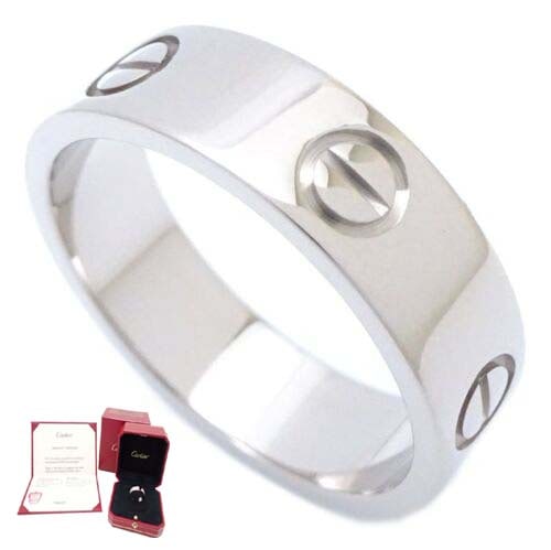 CARTIER LOVE WEDDING RING 18K WHITE GOLD BOX & COA Size 7 (54) (1 of 5)