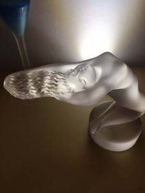 LALIQUE FRANCE CHRYSIS ART GLASS NUDE MASCOT FIGURINE    Exquisite Lalique frosted art glass