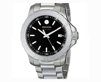MOVADO SERIES 800 BLACK DIAL STAINLESS WATCH 2600115    A Handsome Men's MOVADO 2600115 SERIES 800