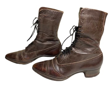 19C VICTORIAN LADIES LEATHER BOOTS/SHOES, FOLEY & CARGILL, COLUMBUS, GA