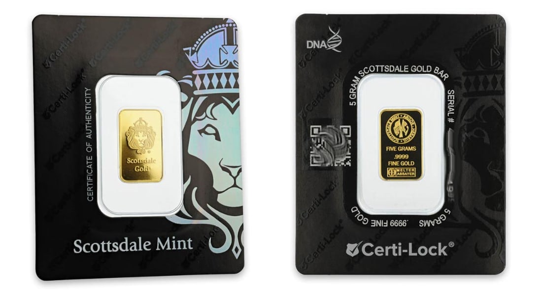 FACTORY SEALED SCOTTSDALE MINT 5 GRAM .9999 PURE GOLD LION BULLION BAR: FACTORY SEALED SCOTTSDALE MINT 5 GRAM .9999 PURE GOLD LION BULLION BAR Which would make a great gift or addition to any fine collection.