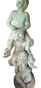 VINTAGE BRONZE 3 CHERUBS BROTHERS BOYS BRONZE FOUNTAIN STATUE