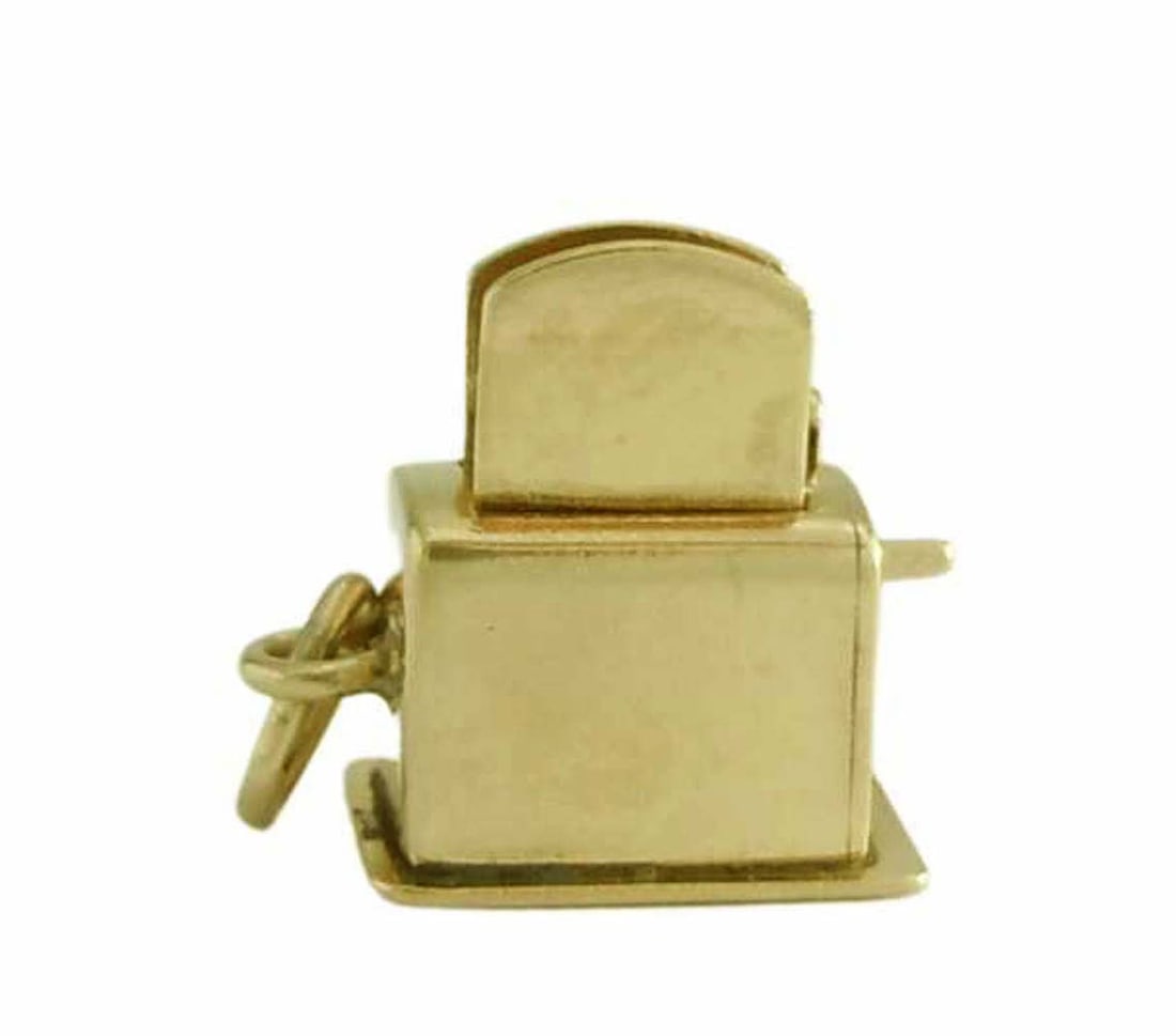 MOVING 3D MINIATURE 14K YELLOW GOLD TOASTER OVEN CHARM PENDANT (1 of 5)