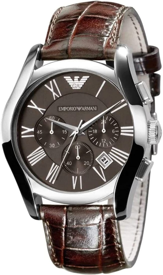 42MM MENS EMPORIO ARMANI VALENTE AR0671 BROWN DIAL CHRONOGRAPH   This mens Emporio Armani watch has (1 of 8)