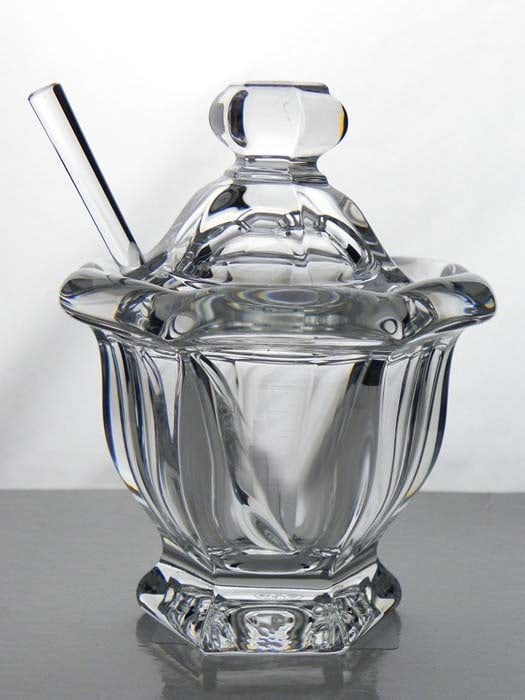 BACCARAT FRANCE CRYSTAL MISSOURI MUSTARD JAR w/ SPOON, FRENCH ART GLASS Hand made in France, the: BACCARAT FRANCE CRYSTAL MISSOURI MUSTARD JAR w/ SPOON, FRENCH ART GLASSHand made in France, the stunning Missouri mustard jar showcases Baccarat Crystal, rigor of form and beautiful craftsmanship with