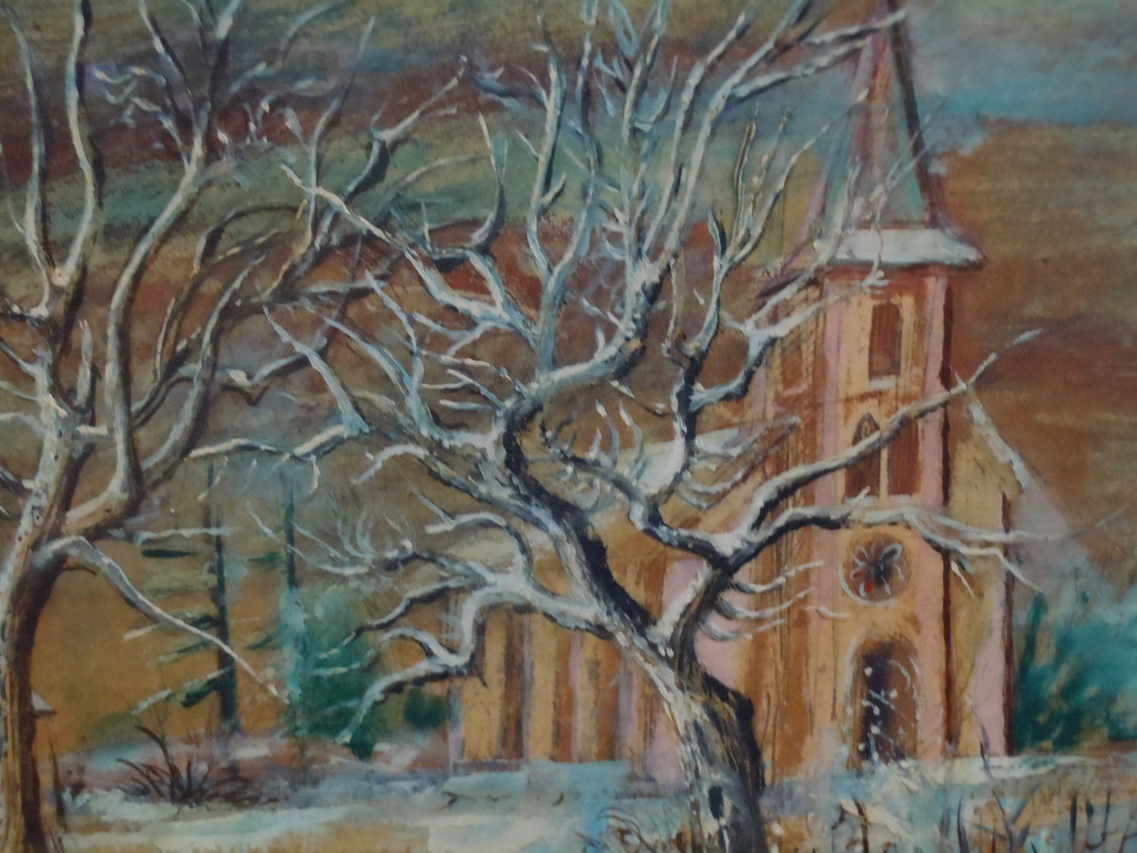 AARON BOHROD LUXEMBOURG WINTER OIL ON MASONITE PAINTING AMERICAN, 1907-1992 Aaron Bohrod: AARON BOHROD LUXEMBOURG WINTER OIL ON MASONITE PAINTING AMERICAN, 1907-1992Aaron Bohrod American, 1907-1992 Winter Landscape w/th figure Luxembourg Winter Signed: Aaron Bohrod (lower left) and Signed,