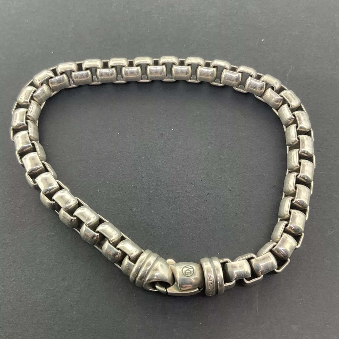 MENS DAVID YURMAN STERLING SILVER 7mm CURBED BOX LINK CHAIN BRACELET 8 In.   Marked ''(C) D YURMAN (1 of 7)