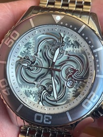 INVICTA PRO DIVER ATOMIC SILVER 37702 AUTO 53mm GREY SWIRL DIAL 24J AUTOMATIC MENS WATCH   With a