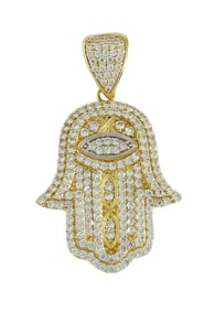 10K GOLD CZ HAMSA HAND OF GOD PENDANT   Marked ''10K'', bale can accommodate a 5mm wide chain