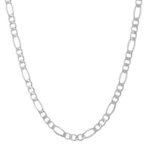 14K WHITE GOLD FIGARO LINK CHAIN NECKLACE 3MM, 20 IN.   Marked ''14K'' with a lobster claw clasp,