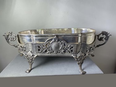 VINTAGE GRYPHON HANDLE SILVER PLATED CENTERPIECE    A Vintage Gryphon Handle Silver Plated
