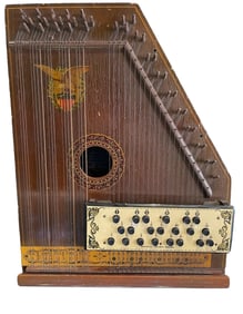 ANTIQUE GUITAR / MANDOLIN ZITHER BY THE BELL HARP CO.   Measures 15.5 In. Width. x 20 In. Height.