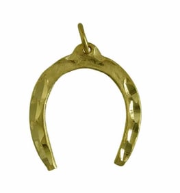 14K YELLOW GOLD DIAMOND CUT LUCKY HORSESHOE PENDANT CHARM   Unmarked, tested positive for '14K'
